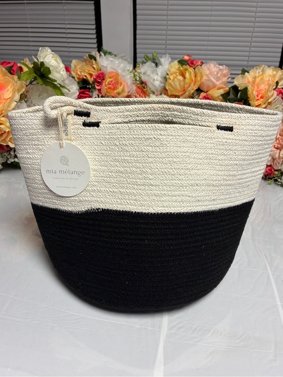 Mia Melange Other - Mia Mélange Liquorice X-Large Organic Cotton Rope Cylinder Basket Black Ivory